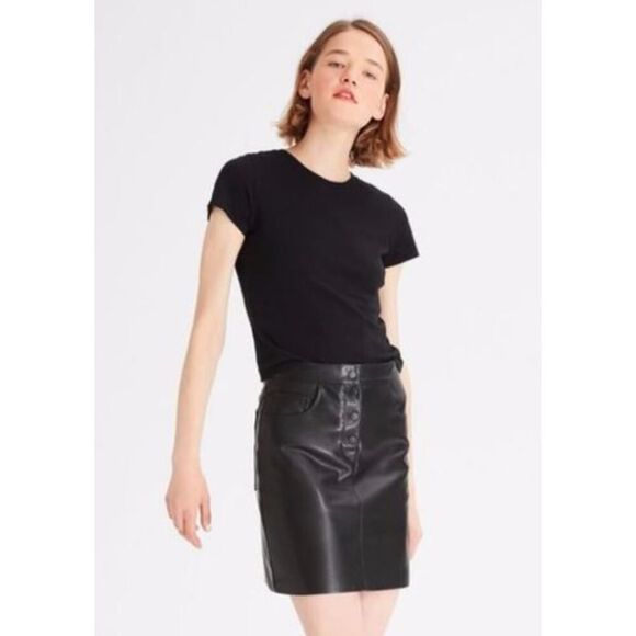 Theory 2.0 Women's IWG Pocket Mini Skirt Irving Faux Leather NWT 195 8 - Picture 1 of 13